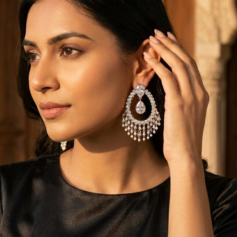 Alia Bhatt CZ Earrings - Clear