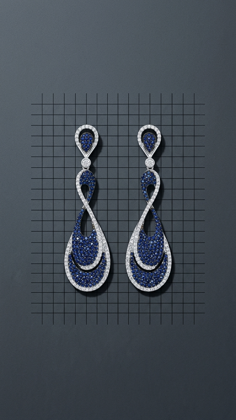 Amulya Pave Setting Blue CZ Earrings