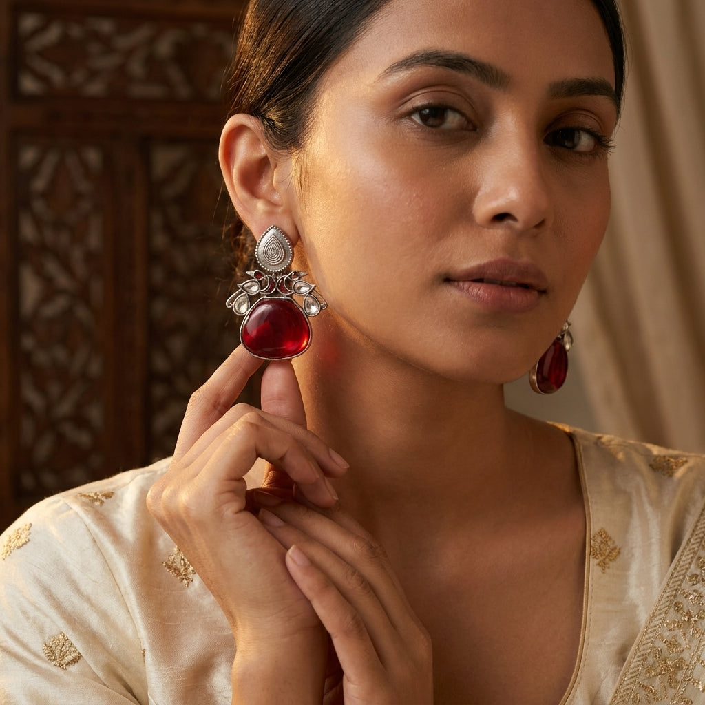 Tara Fusion Earrings - Ruby