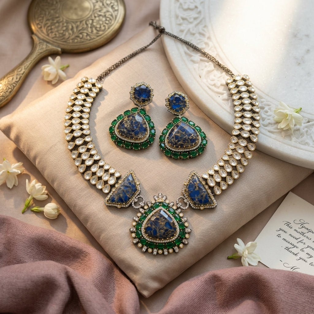 Mosaic Doublet & Kundan Necklace Set