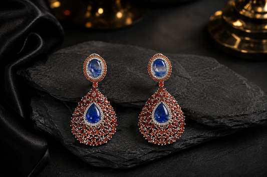 Premium Sabya Inspired Doublet Earrings - Rust Orange