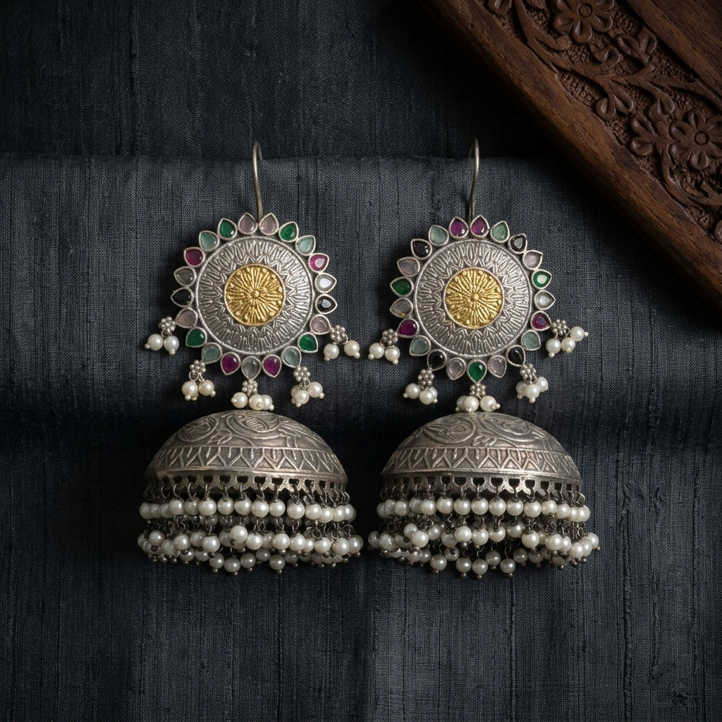 Fush Hook Dual Tone Earrings - Multi