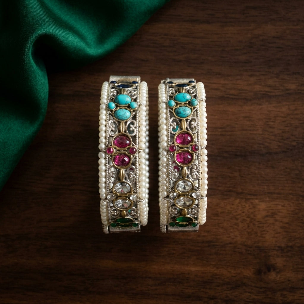 Nigaar Silver Look Alike Bangle (Openable) - Multi
