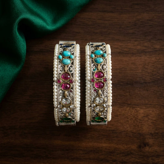 Nigaar Silver Look Alike Bangle (Openable) - Multi
