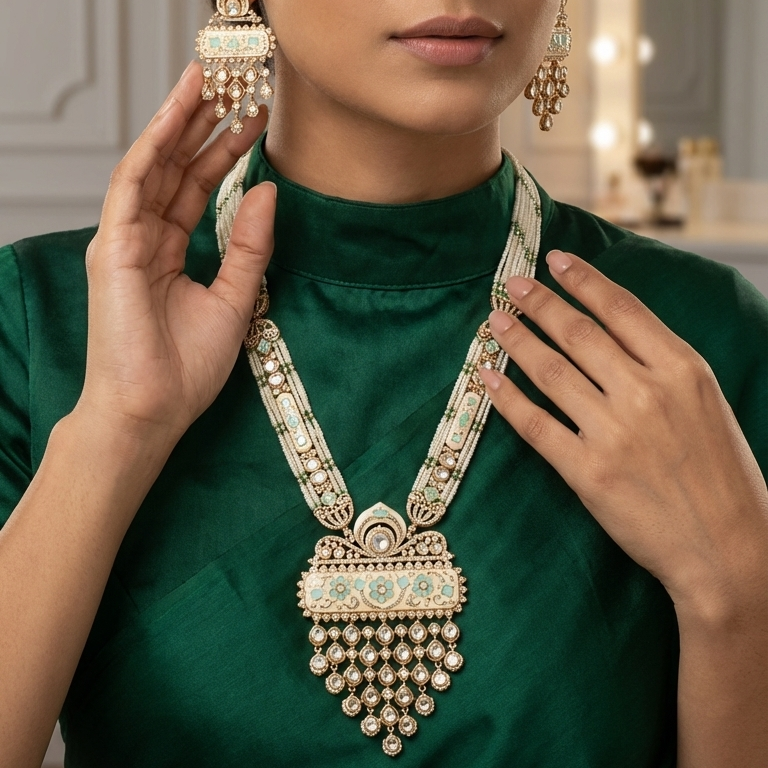 Harini Enamel & Polki Necklace Set