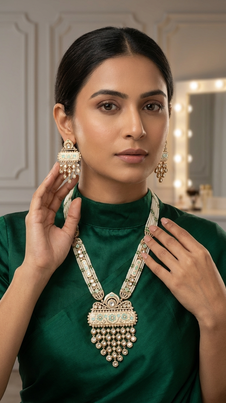 Harini Enamel & Polki Necklace Set