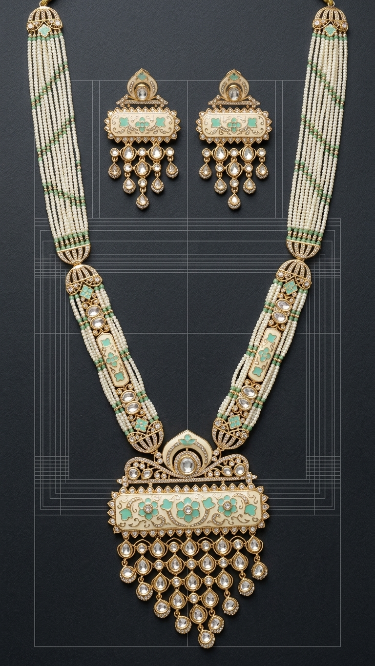 Harini Enamel & Polki Necklace Set