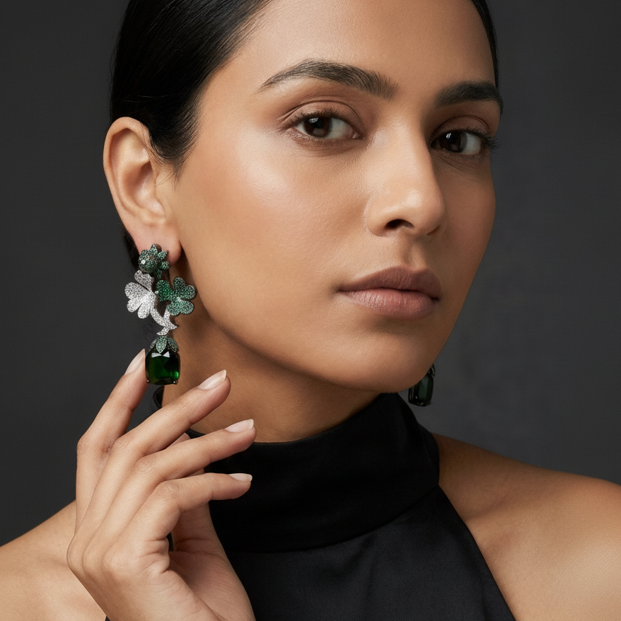 Tulip Premium Micro CZ Earrings - Green