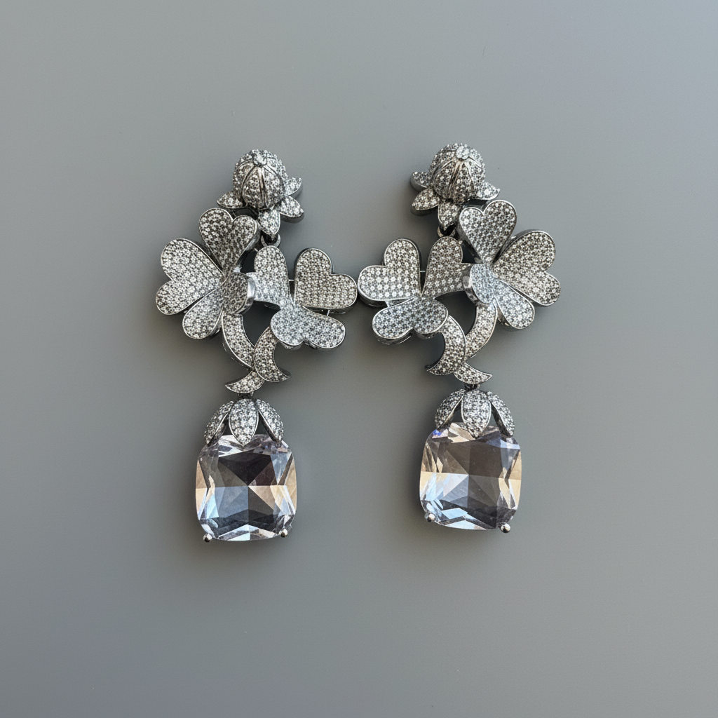 Tulip Premium Micro CZ Earrings - Clear