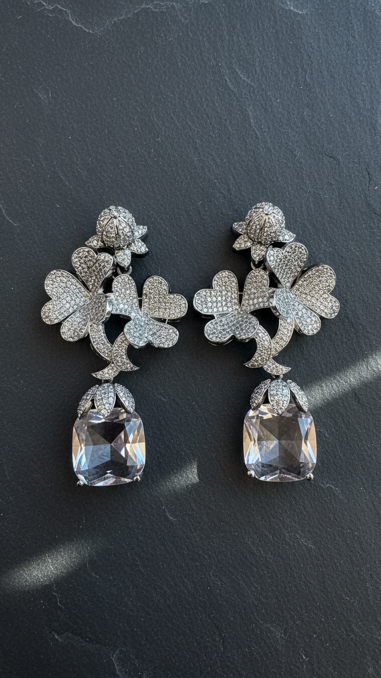 Tulip Premium Micro CZ Earrings - Clear