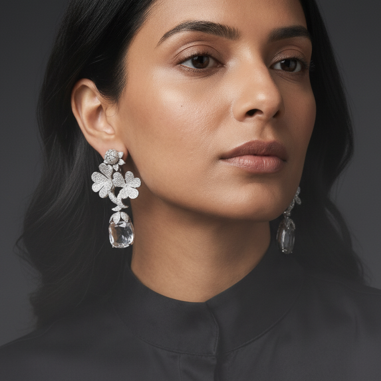 Tulip Premium Micro CZ Earrings - Clear