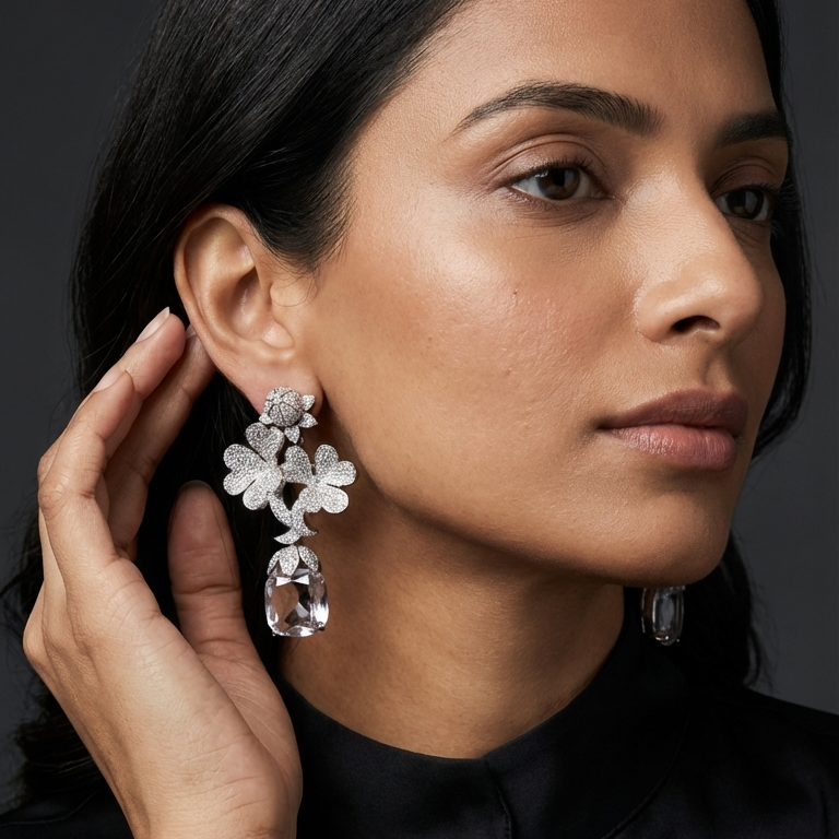 Tulip Premium Micro CZ Earrings - Clear
