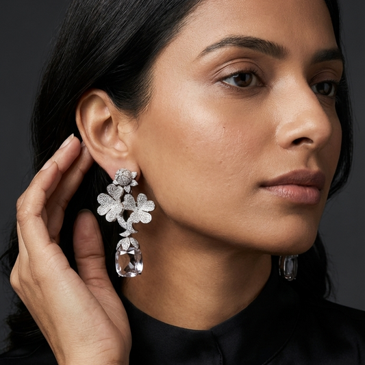 Tulip Premium Micro CZ Earrings - Clear