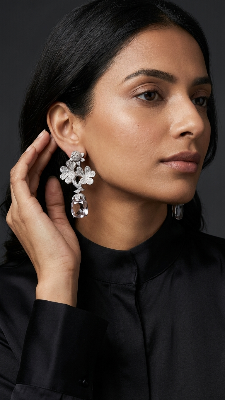 Tulip Premium Micro CZ Earrings - Clear