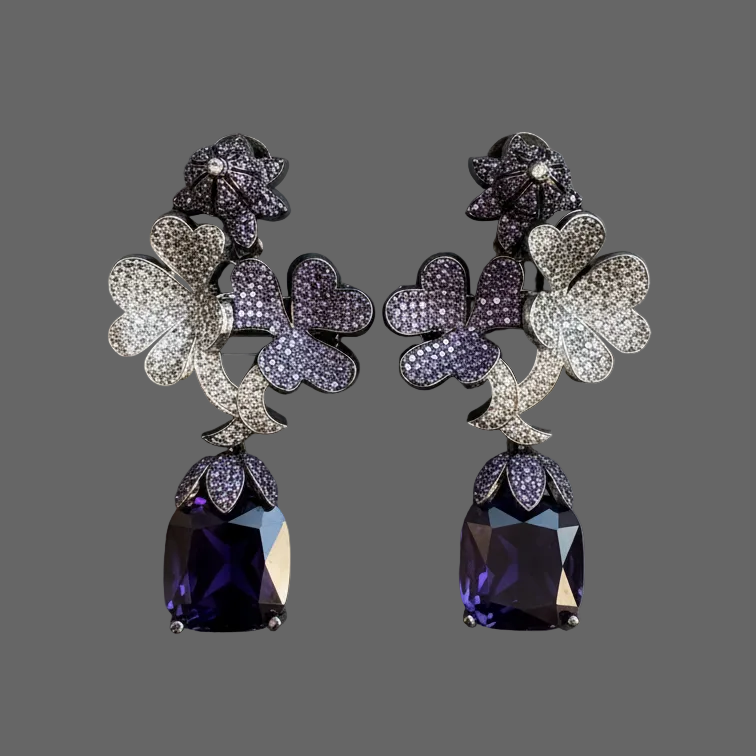 Tulip Premium Micro CZ Earrings - Purple