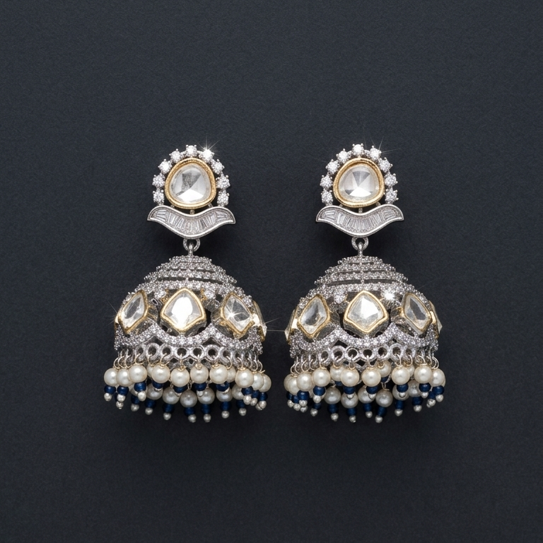 Moissanite CZ Jhumka