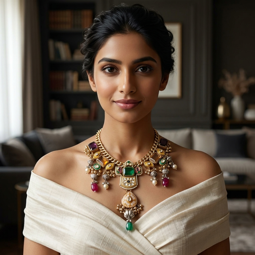 Fusion Kundan & Doublet Necklace- Color 2