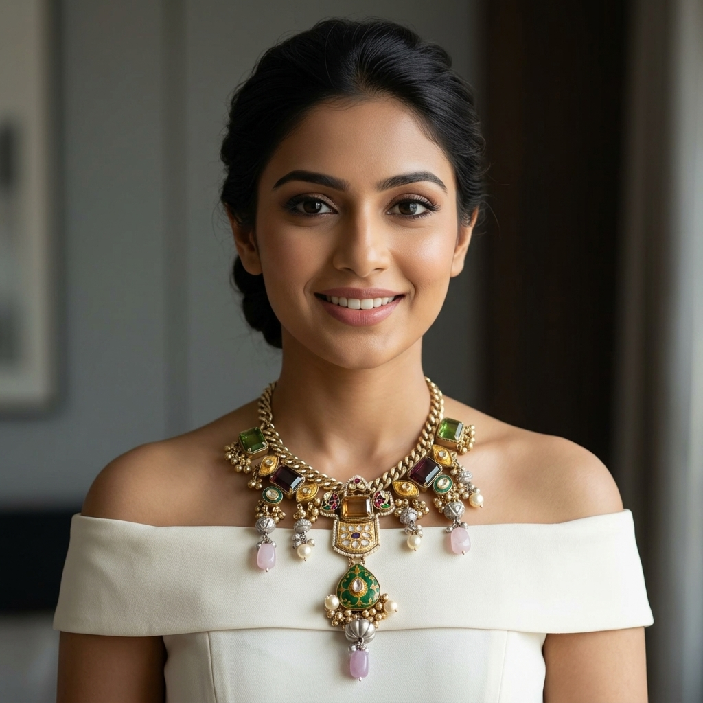 Fusion Kundan & Doublet Necklace- Color 3