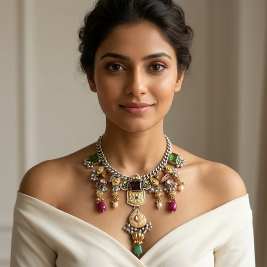 Fusion Kundan & Doublet Necklace- Color 1