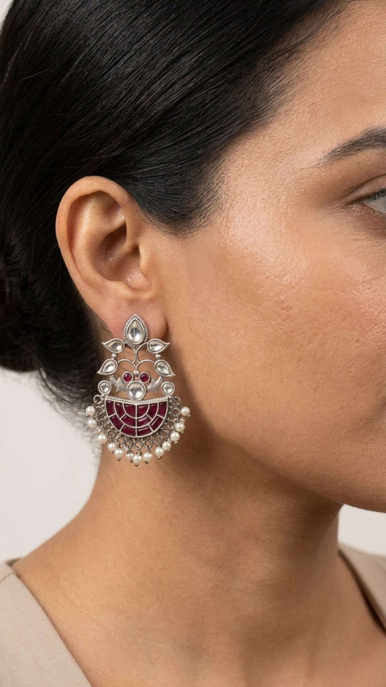 Ruby Kundan Jadau Chandbali