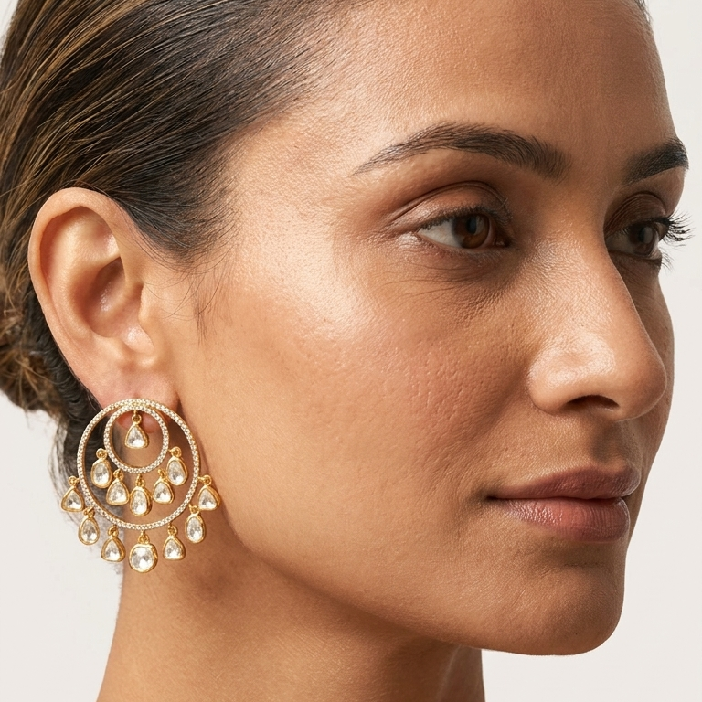 Moissanite Polki CZ Earrings