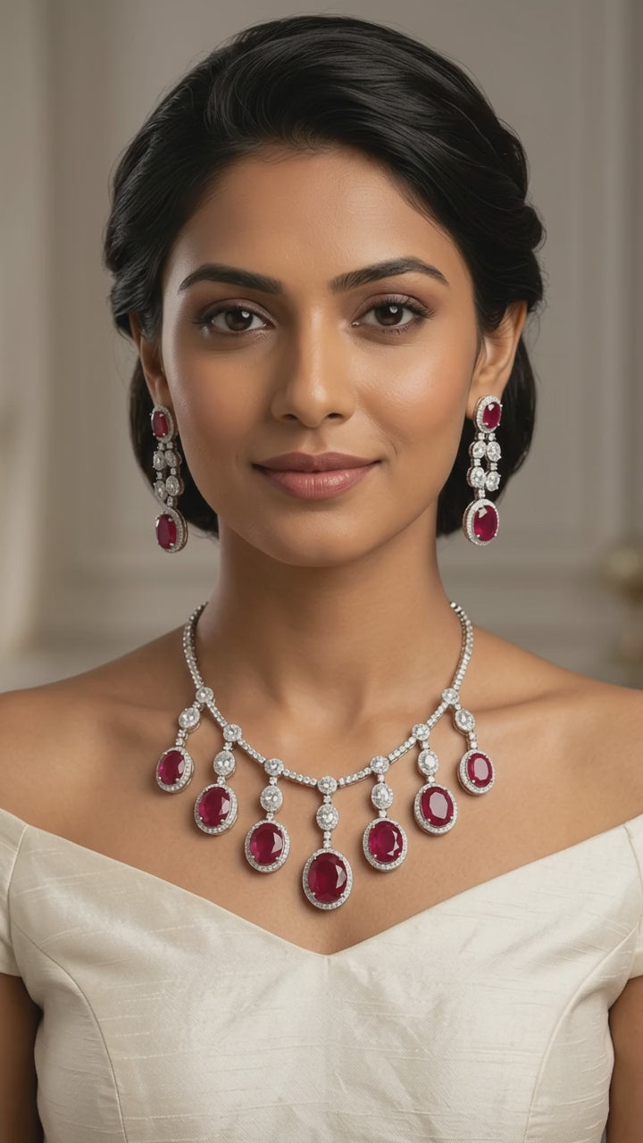 Lara Designer Micro CZ & Doublet Necklace Set