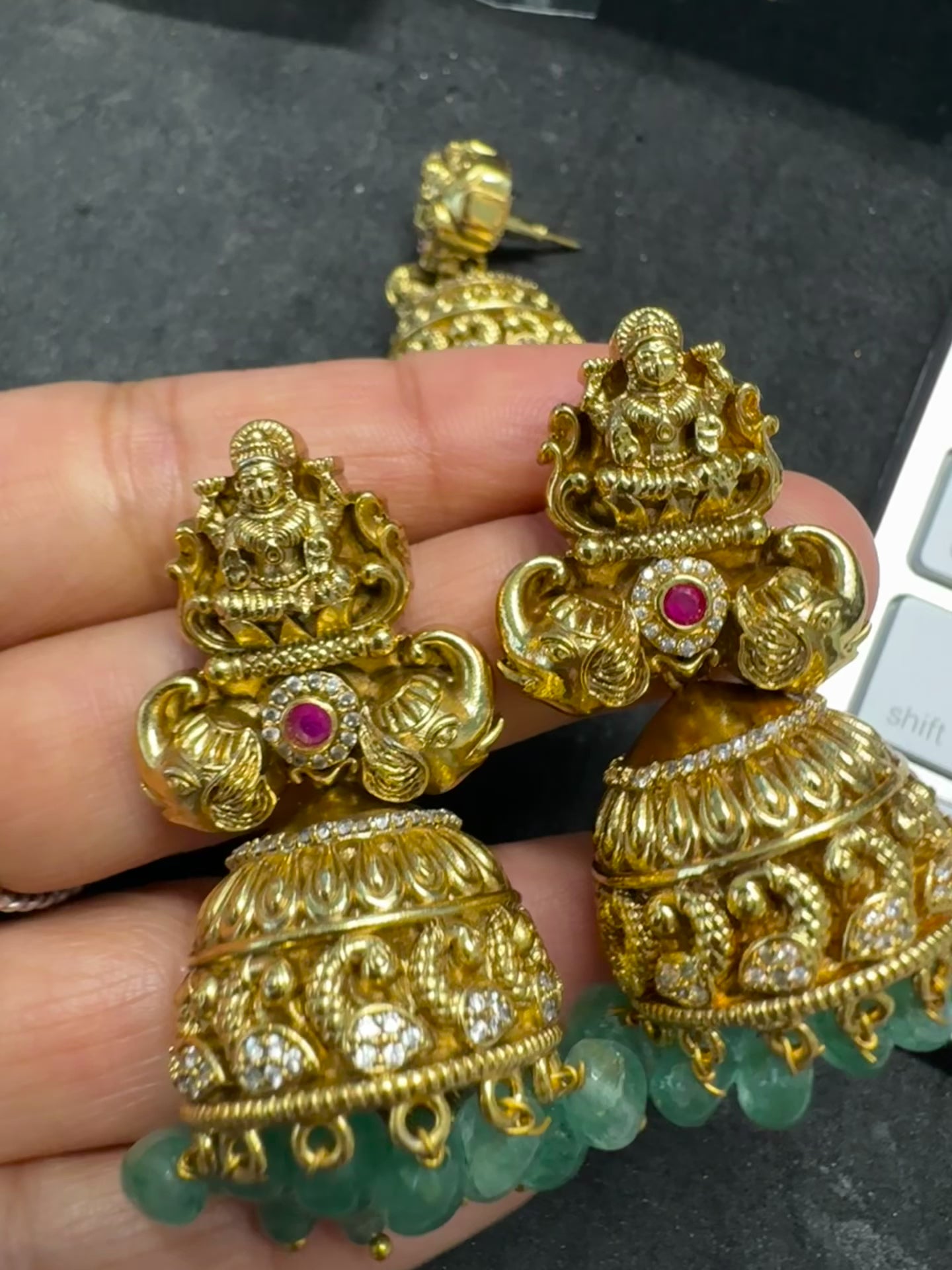 Nakshi Lakshmi Jhumka - Aventurine Drops