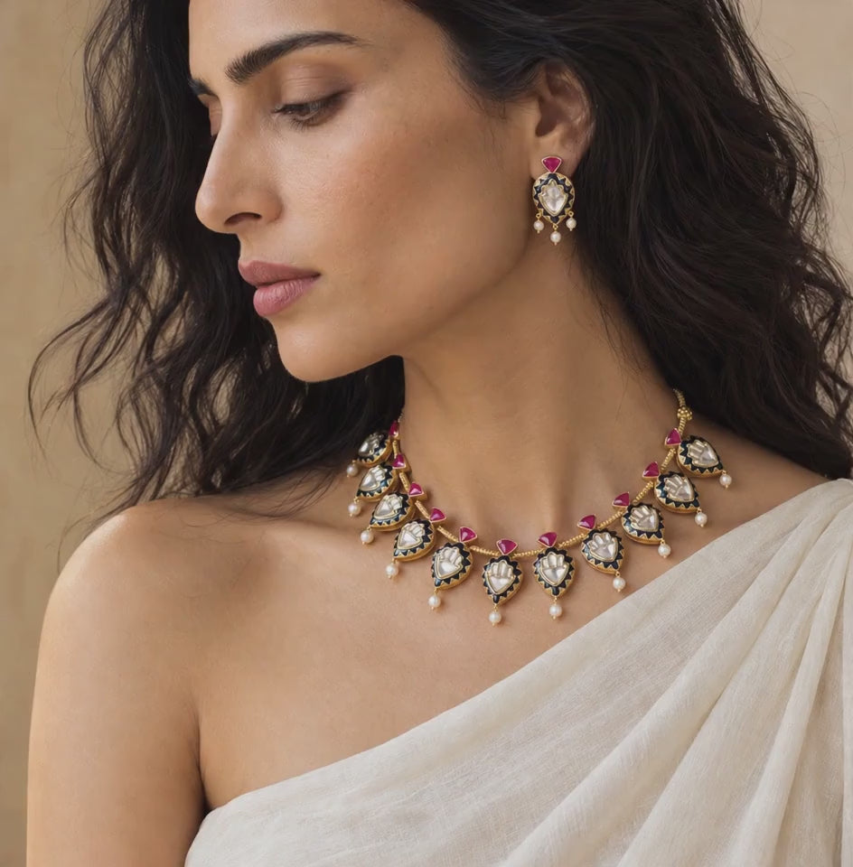 Fusion Jadau Kundan Meenakari Necklace Set