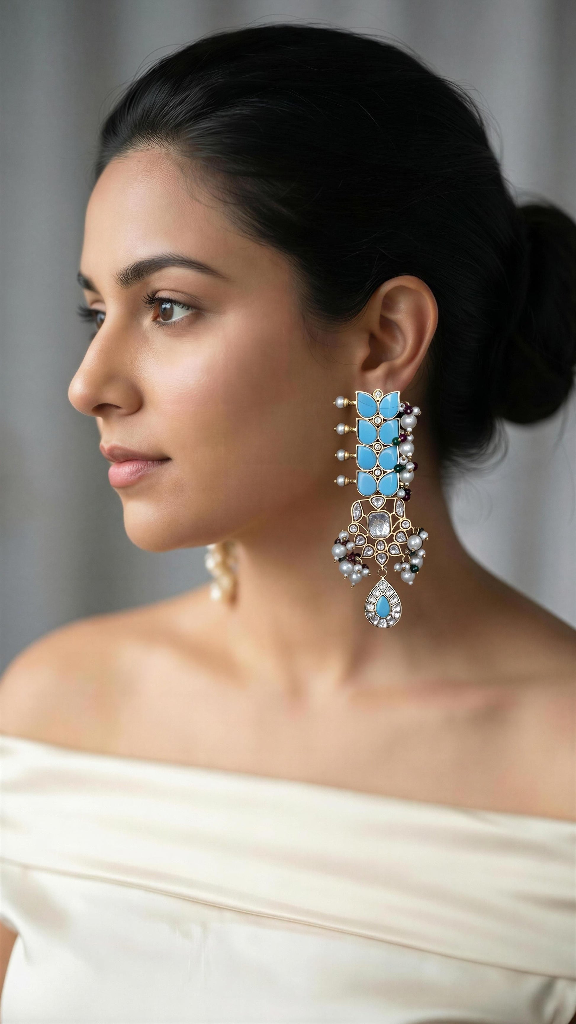 Raaha One Of A Kind Turquoise Jadau Earrings
