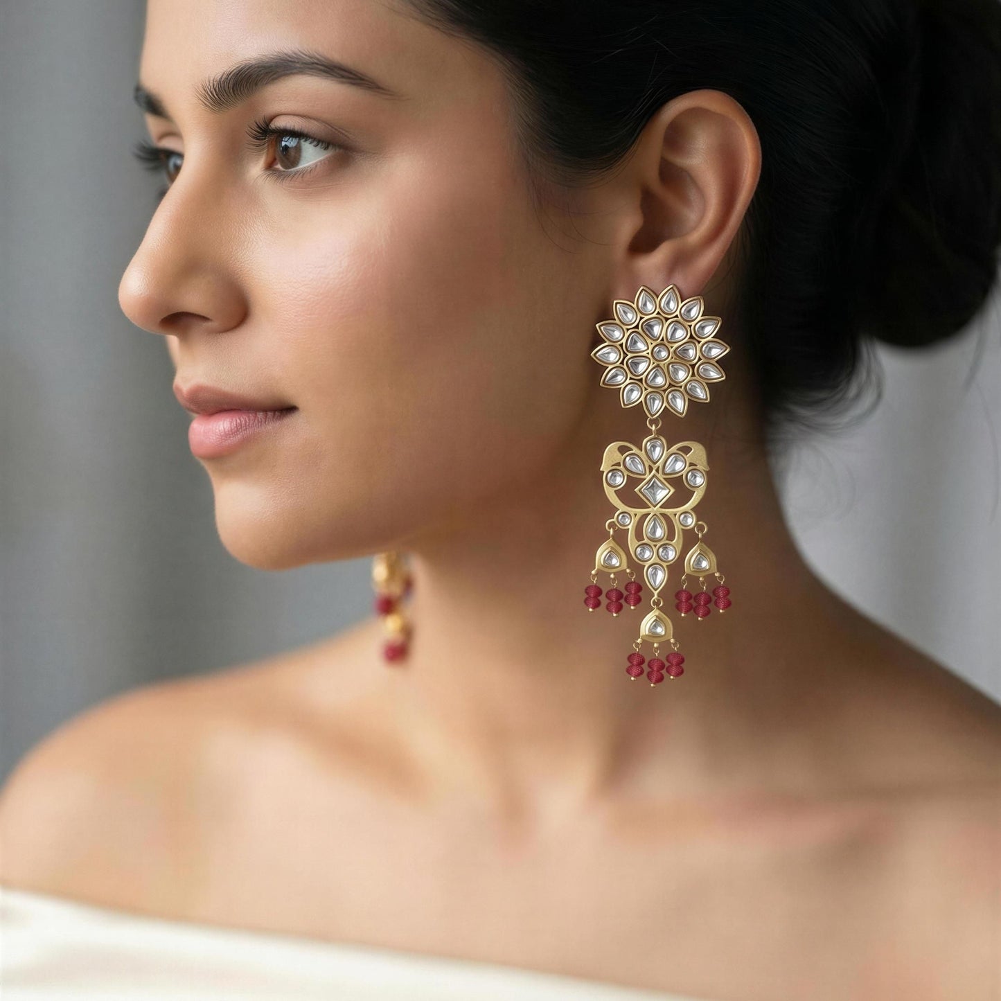 Saira One Of Antique Giold Kundan Earrings