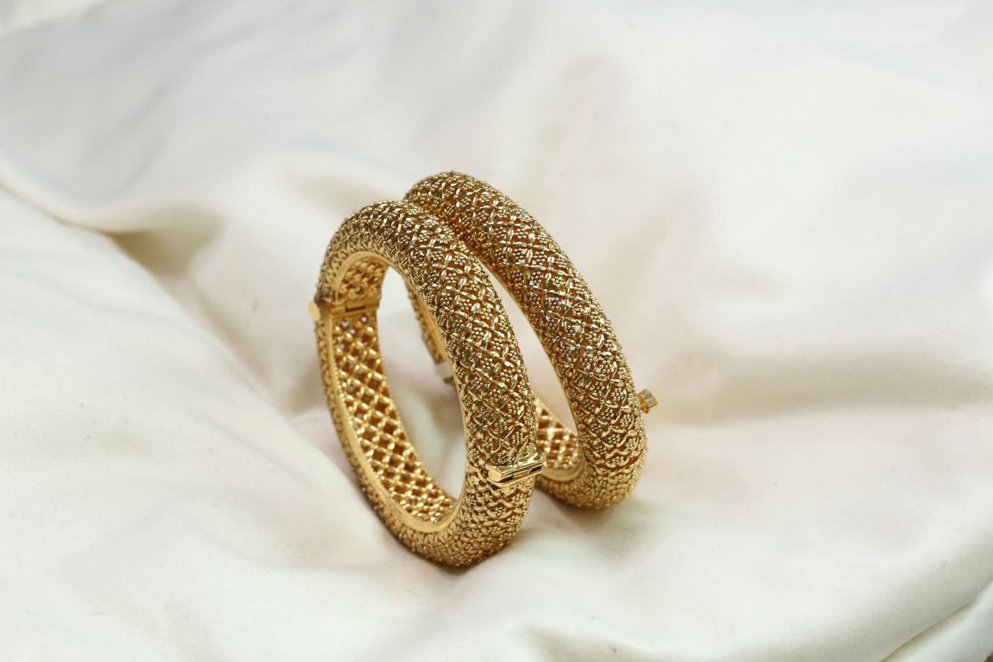 Gold Plated Filigree Bangles (Openable 2.4)