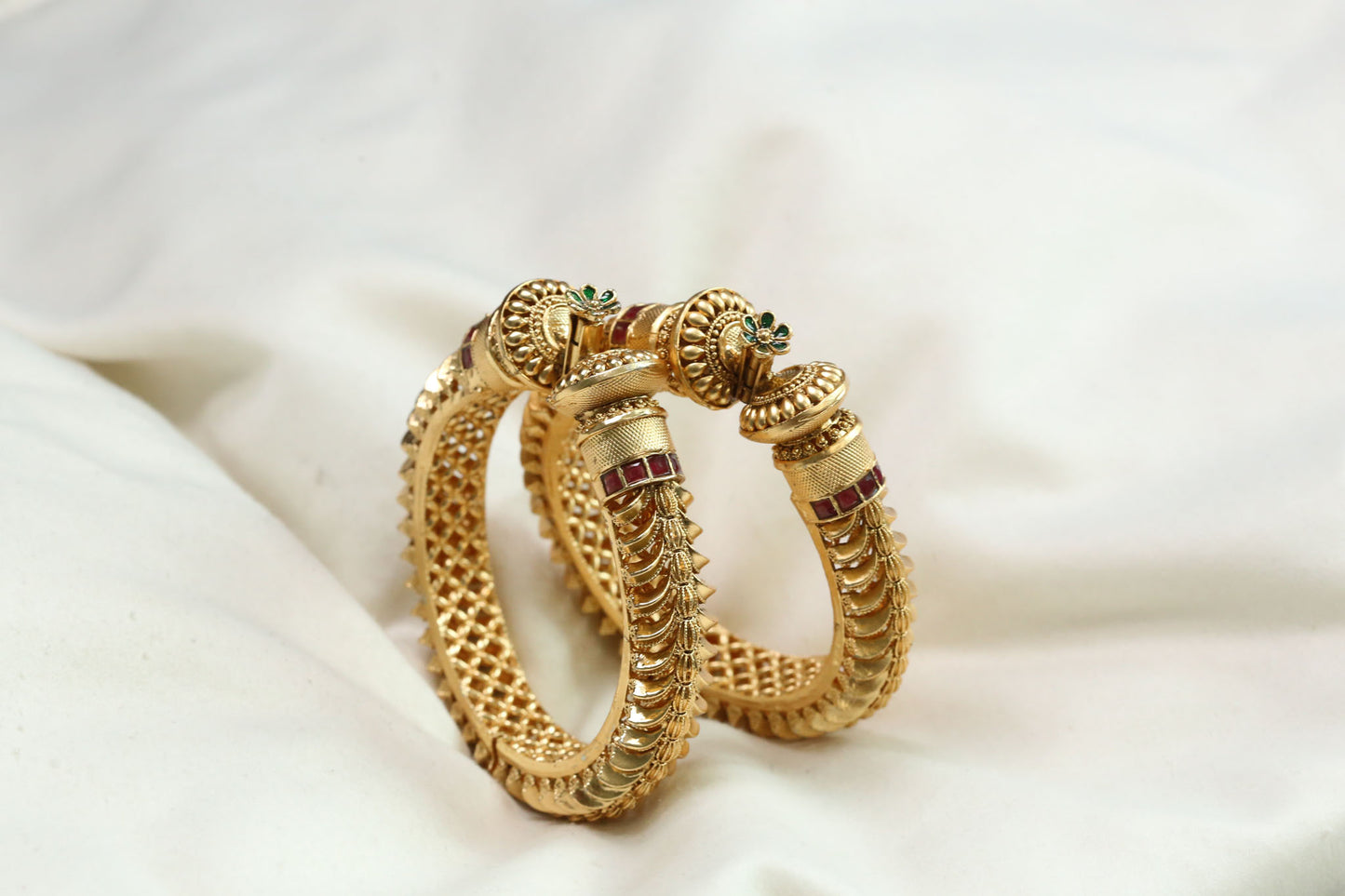 Kemp Gold Plated Filigree Bangles (Openable 2.4)