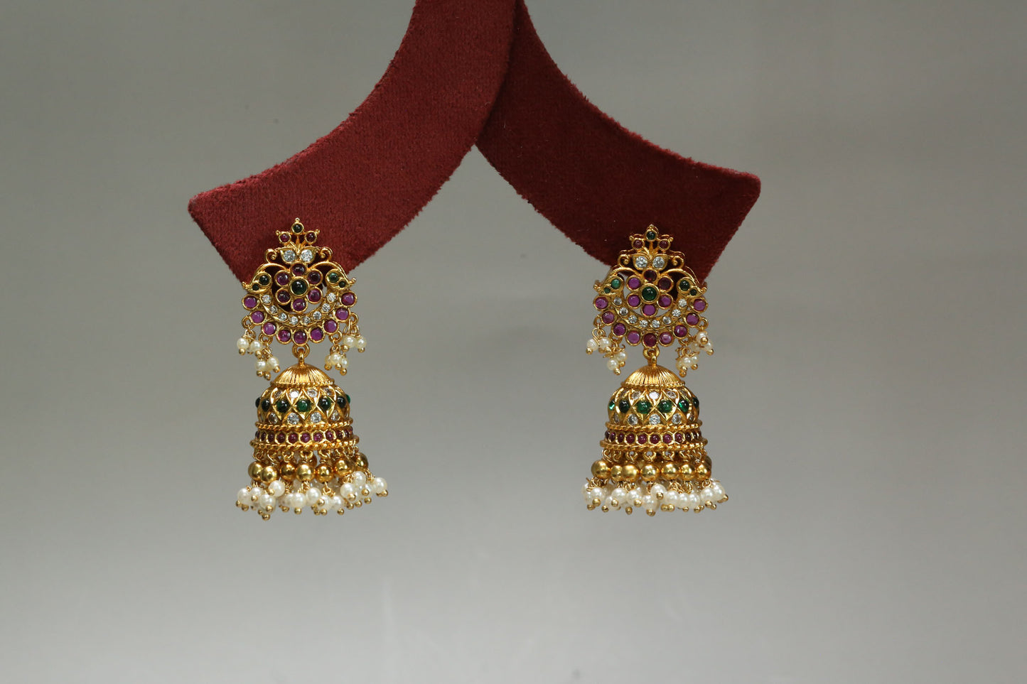 Hetal Temple Jhumka -  Ruby Green