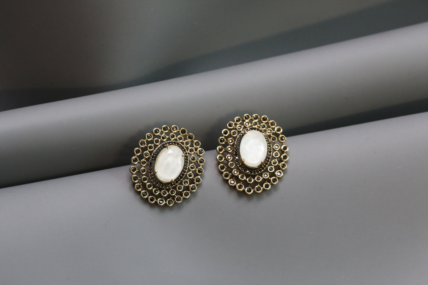 Sugar Stone Black CZ Studs - Ivory