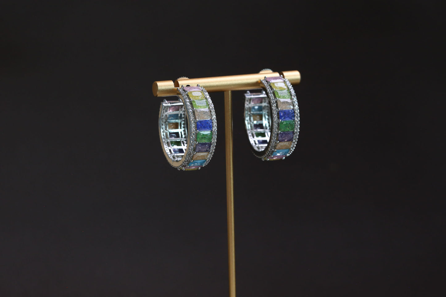 Milky Stones Multicolor Hoops