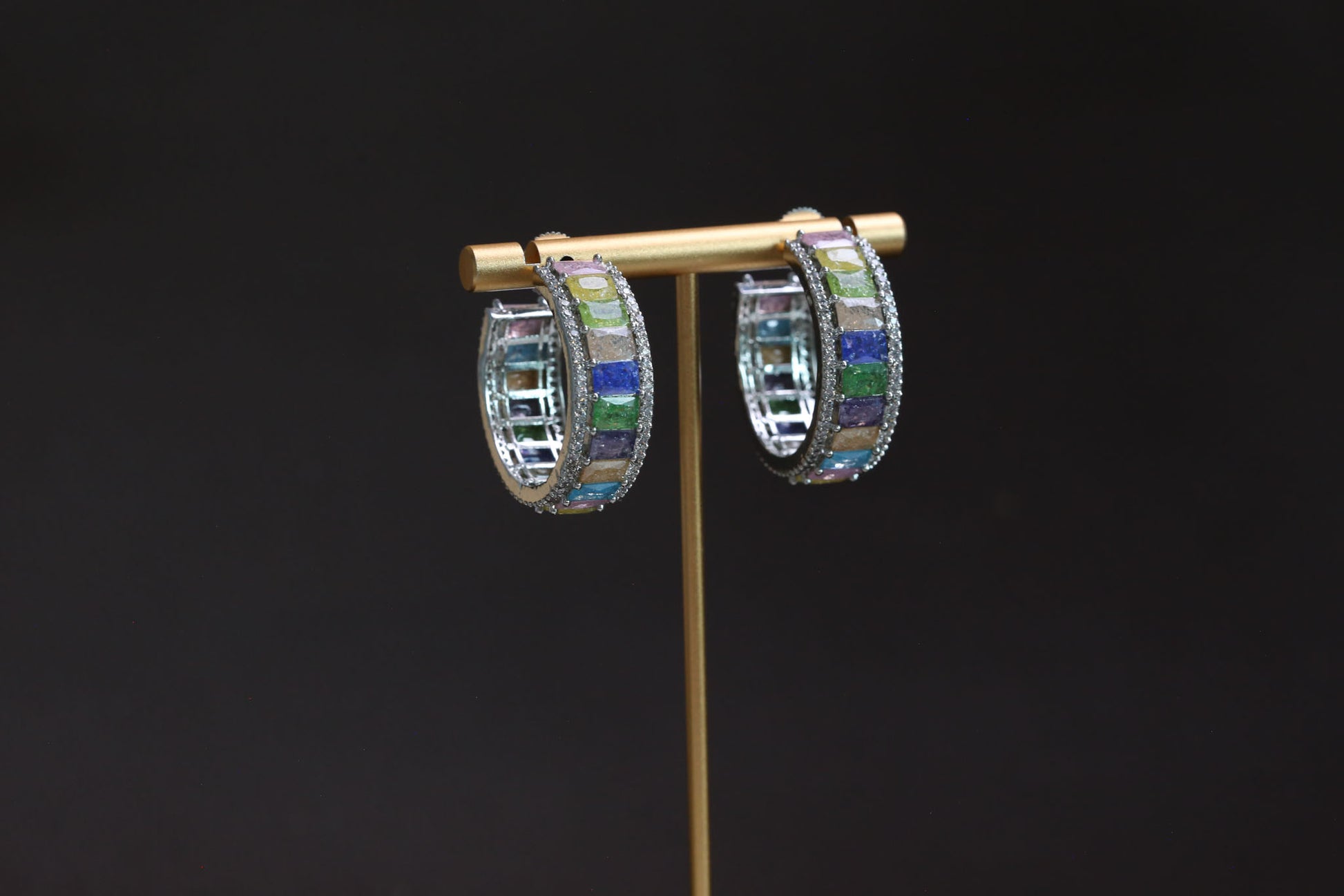 Milky Stones Multicolor Hoops