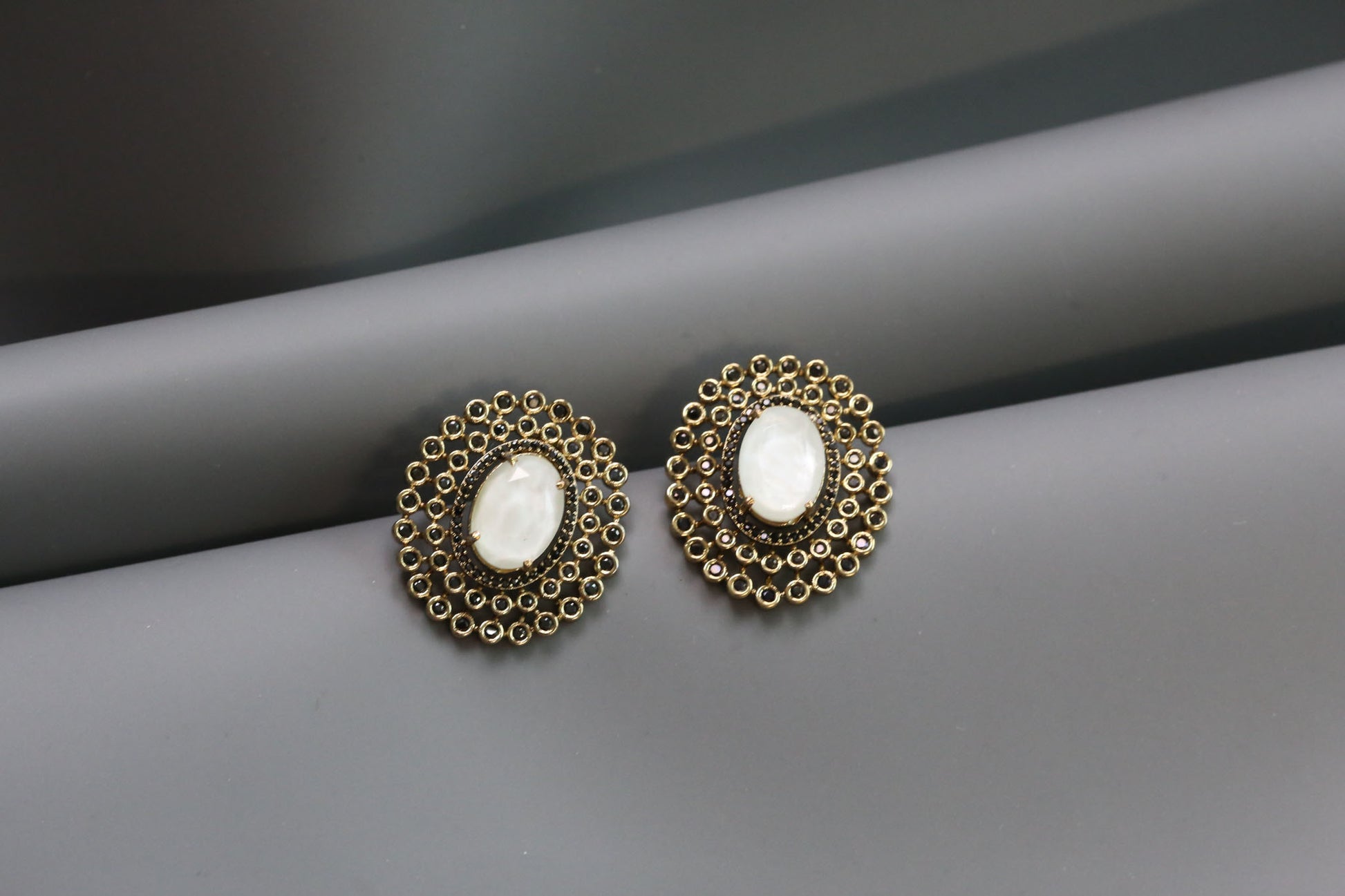 Sugar Stone Black CZ Studs - Ivory
