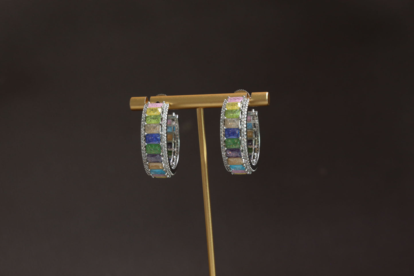 Milky Stones Multicolor Hoops