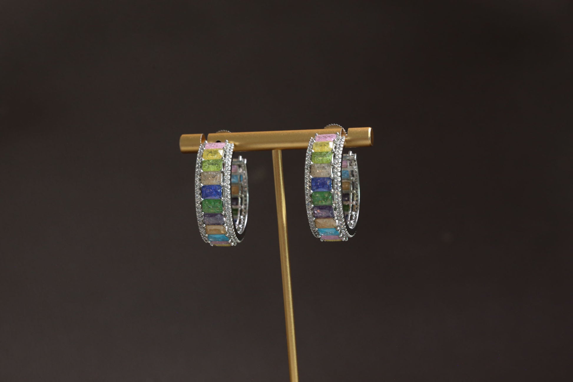 Milky Stones Multicolor Hoops