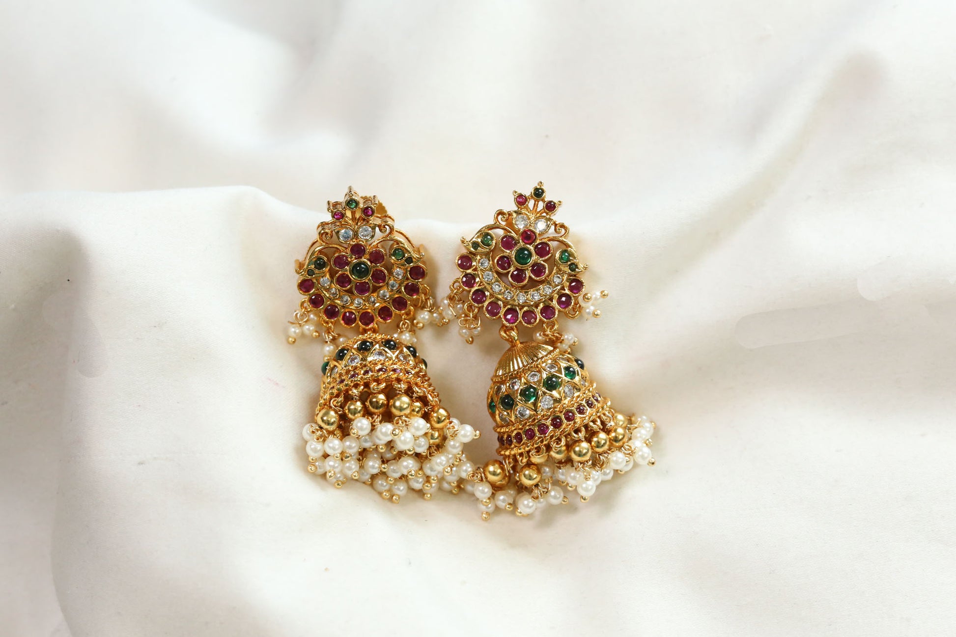 Hetal Temple Jhumka -  Ruby Green