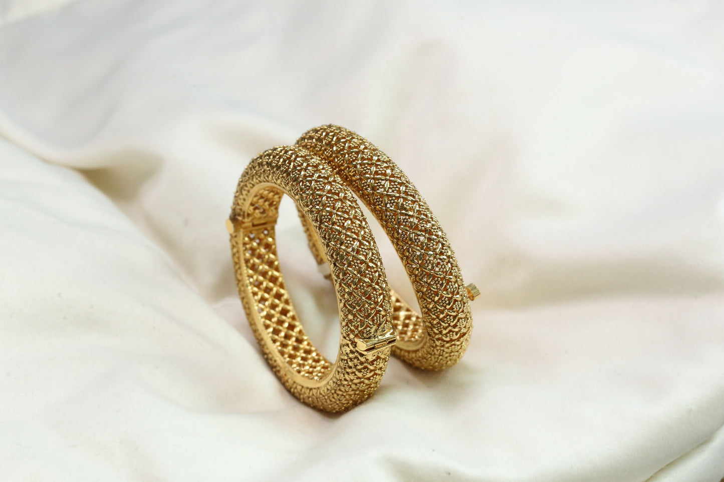 Gold Plated Filigree Bangles (Openable 2.4)