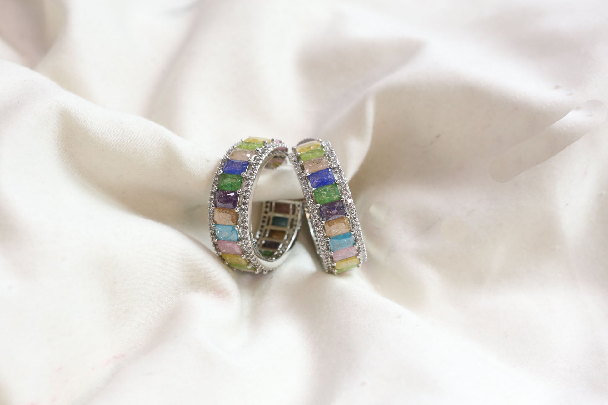 Milky Stones Multicolor Hoops