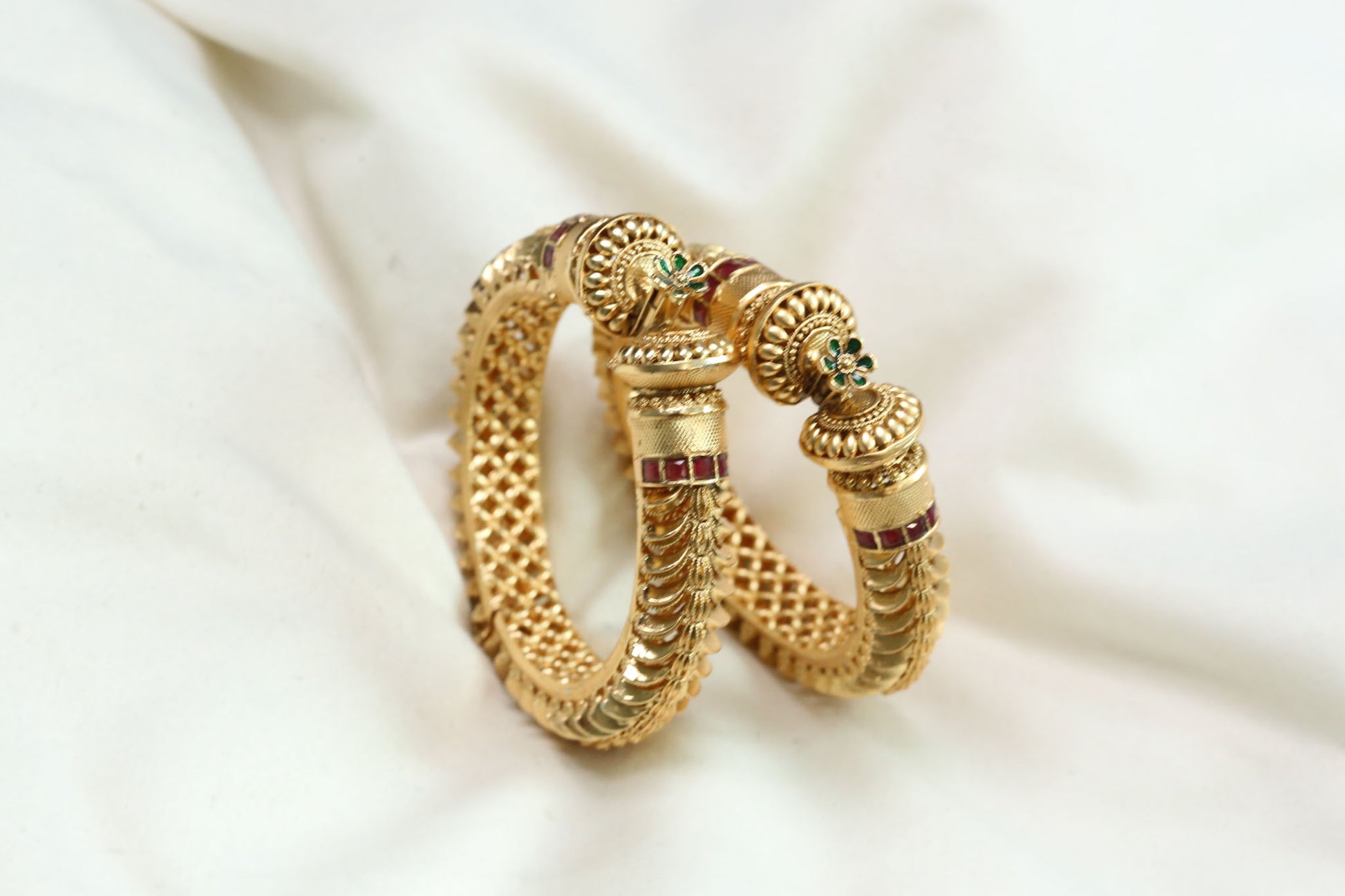 Kemp Gold Plated Filigree Bangles (Openable 2.4)