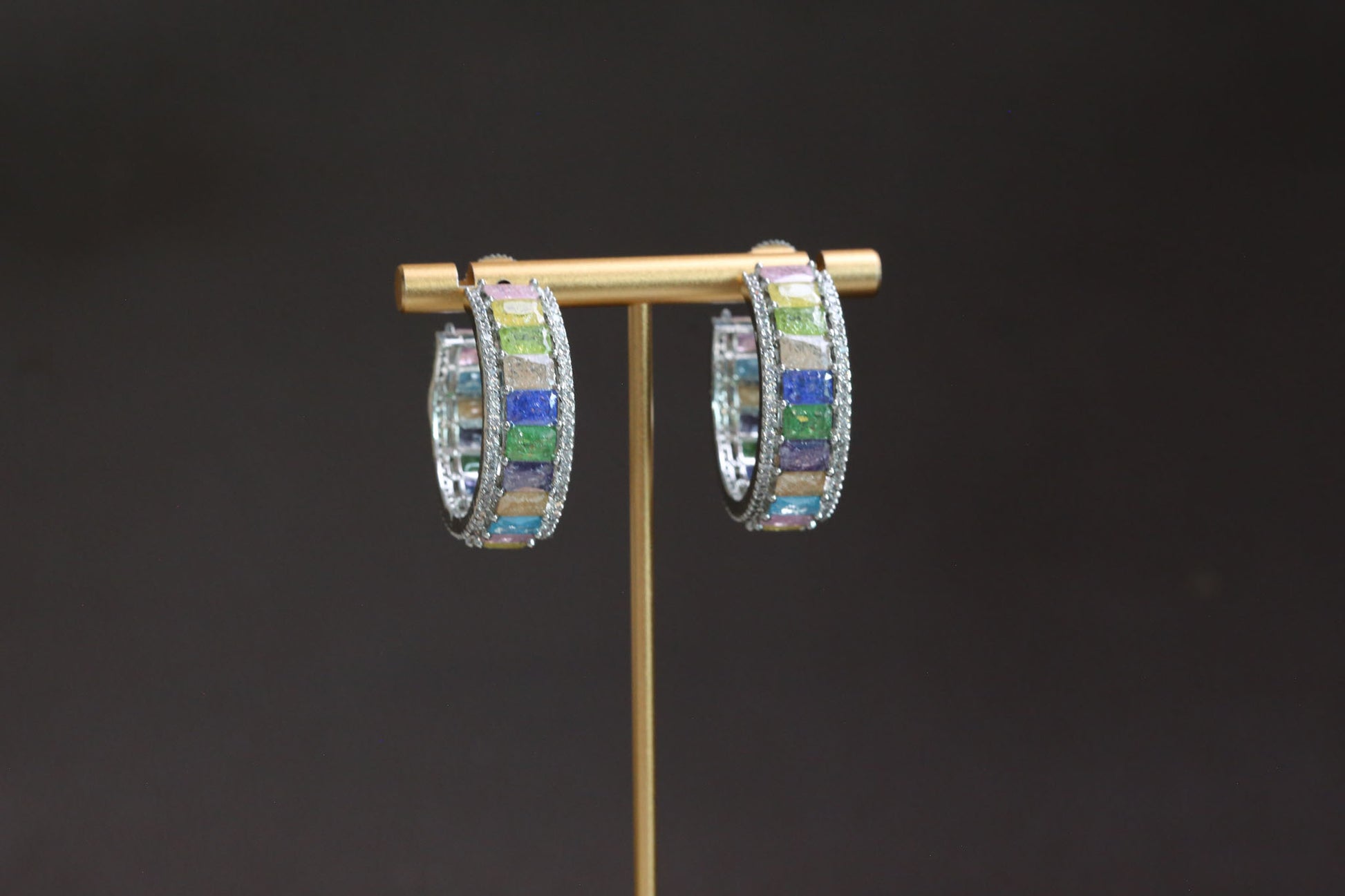 Milky Stones Multicolor Hoops