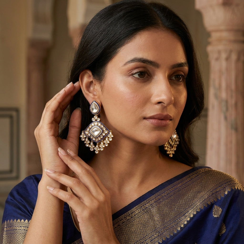 Premium Polki & Enamel Chandbaali