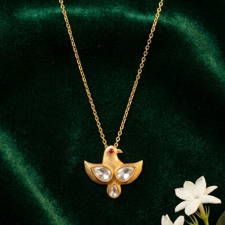 Dainty Jadau Eagle Pendant Chain
