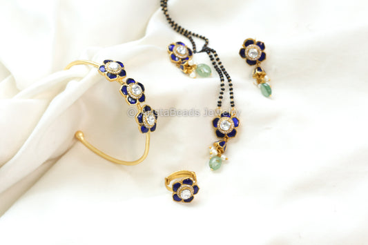 Blue Jadau Kundan Necklace Set (ABJ-N101-79)