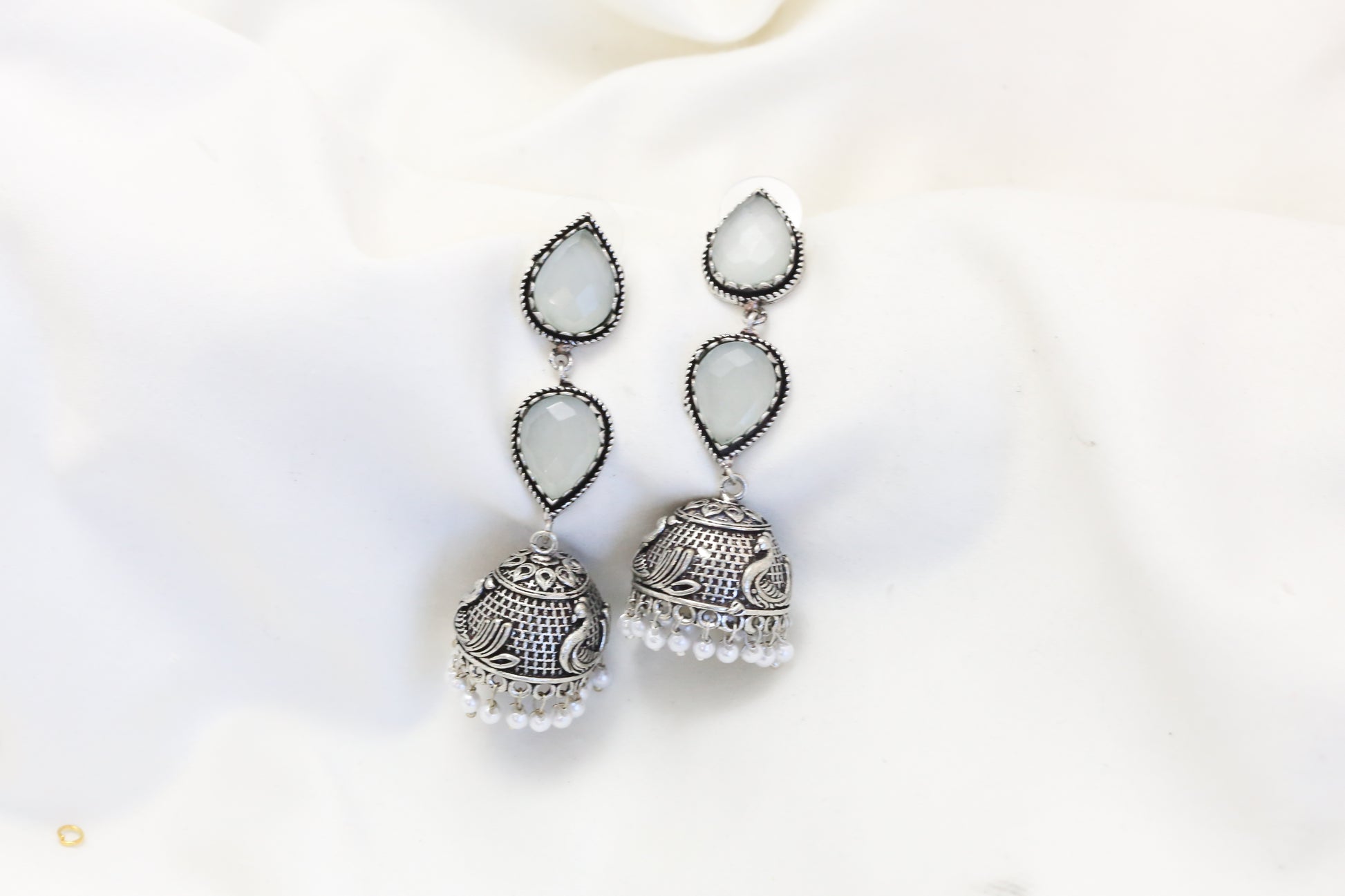 Rayna Oxidized Jhumka - Gray
