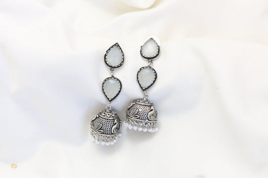 Rayna Oxidized Jhumka - Gray