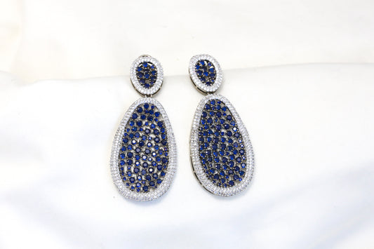 Contemporary CZ Earrings - Blue